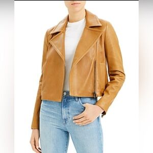 THEORY
Leather Moto Jacket In Distressed Tan